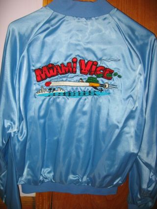 Very Rare - Vintage 1984 Miami Vice Satin Embroidered Jacket Crew Designed Logo