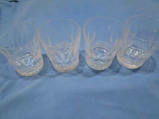 4 Vintage Waterford 14 Oz Double Old Fashion Tumblers Glasses @ 4 3/8 X 3 1/2 "