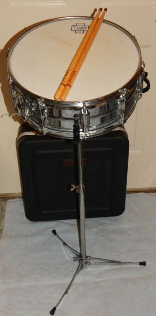Vintage Premier 14 " X 6 " 10 Lug Chrome Snare Drum W/case,  Sticks & Accessories