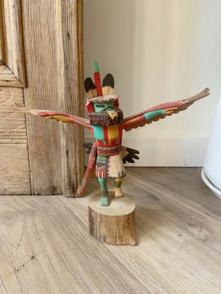 Vtg Signed Silas Hopi Wood Native American Bald Eagle Dancer Kachina Doll