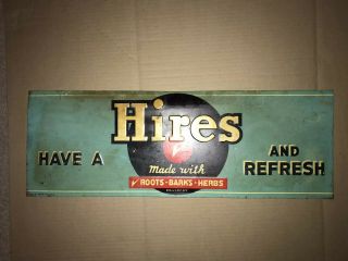 Vintage Embossed Orginal Hires Root Beer Tin Sign Roots Bark Herbs