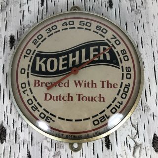 Vintage Rare Kohler Beer Advertising Thermometer Sign 6” Round