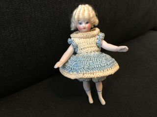 Antique German Kestner? Mignonette Dollhouse 5” Doll W Glass Eyes Vgc Unique