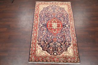 Vintage Consigned Navy Blue Traditional Floral Oriental Hand - Made 4 ' x7 ' Rug 2