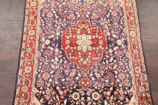 Vintage Consigned Navy Blue Traditional Floral Oriental Hand - Made 4 ' x7 ' Rug 3