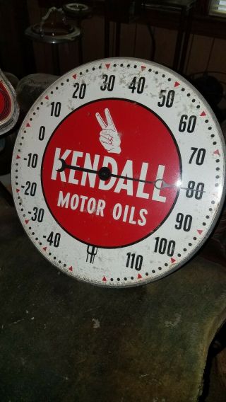 Vintage Kendall Motor Oil Thermometer Pam Clock Company Gas Sign