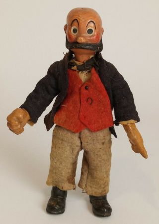 Antique Switzerland Saba Bucherer Jointed Metal,  Character Doll Mutt,  1920’s