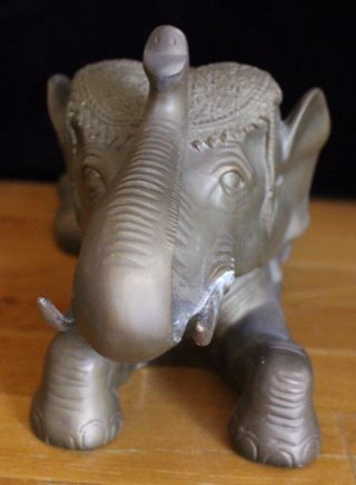 Vintage Handcrafted Brass Asian Elephant Statue 14 1/2 In Long 3