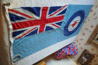 Ww2 Era Panel Stitched British Raf Ensign : Vintage Union Jack Flag Old