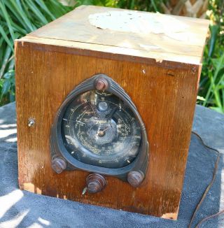 Antique Wood Zenith Vintage 9 Radio Walton Waltons W/ Black Dial Parts Or Fix