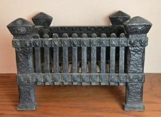 Gothic Antique Vintage Cast Iron Fireplace Grate Log Wood Coal Holder