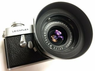 Vintage Leicaflex 35mm SLR Film Camera w Elmarit - R 1:2.  8/35 Lens /Case 2