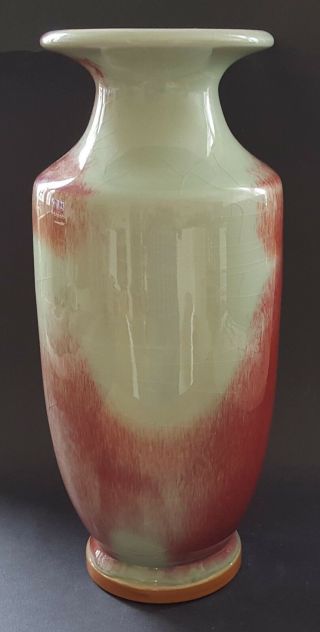 Chinese celadon & red sang de boeuf vintage pre Victorian oriental antique vase 3