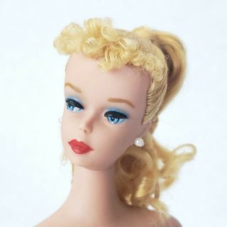 Vintage Barbie Doll 850 Blonde Ponytail 4 B&w Swimsuit Cond