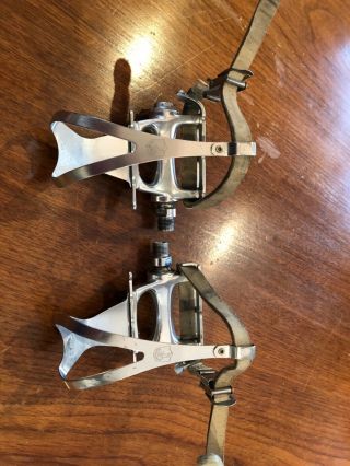 Vintage Campagnolo C - Record Pedals,  Cages And Straps - L’eroica