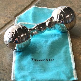 Vintage Sterling Silver 925 Tiffany & Co Circus Bear And Ball Baby Rattle