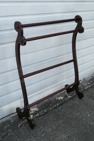 Carved Mahogany Vintage Quilt Clothing Towel Rack 1445
