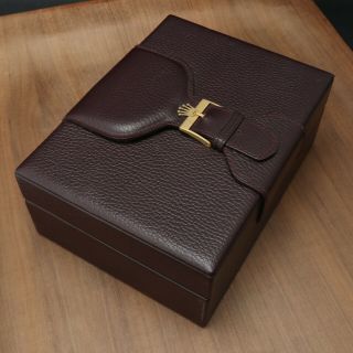 Vintage Rolex 71.  00.  01 Dark Brown - Leather Buckle Watch Box President Presidental 3