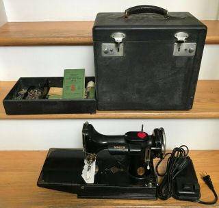 Vintage Singer 221 - 1 Featherweight Sewing Machine Simanco Ae548379 Case
