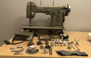 Vintage Necchi Bu Mira Sewing Machine - Made In Italy - Attachments & Knee Lever