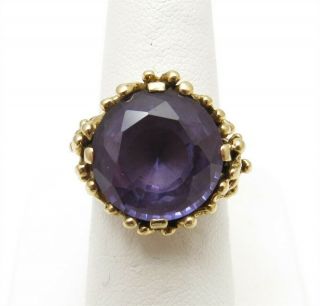 Vintage 14k Yellow Gold Color Change Sapphire Fancy Mount Ring Size 5.  5