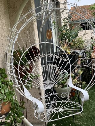 Vintage Mid Century Wrought Iron Hanging Peacock Chair 2