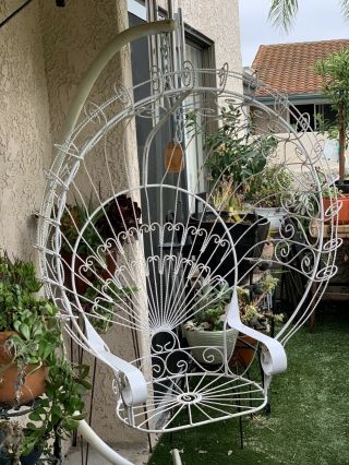 Vintage Mid Century Wrought Iron Hanging Peacock Chair 3