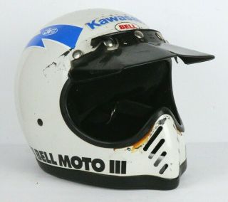 Vintage 1975 Bell Moto 3 Iii Motorcycle Full Face Helmet Dirt Bike White Vtg