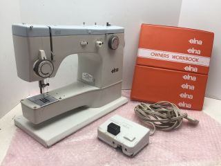 Elna Su 62c Multi Stitch Arm Vintage Sewing Machine W/ Pedal Workbook