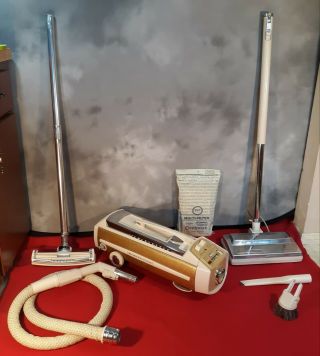 Vintage Electrolux Golden J Gold Jubilee Canister Vacuum W/ Power Nozzle