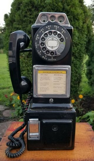 Vintage Automatic Electric Company 3 Slot Rotary Pay Phone