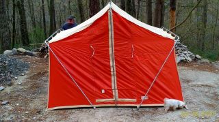 Vintage Canvas Cabin Tent Trailblazer Family Camping Winchester Box 70s