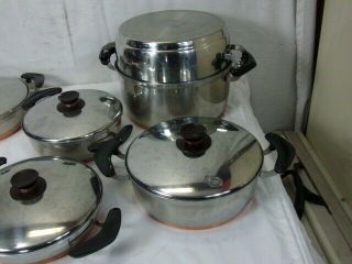 Vintage Presto Pride 1950 ' s Set of 18 - 8 Stainless Steel Copper Bottom Cookware 3