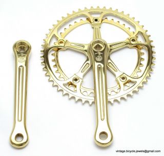 Luxury Vintage Race Bike Campagnolo Record Crankset Chainset Gold Plated