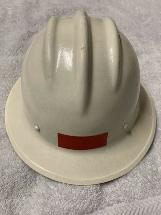 Vtg White Full Brim Fiberglass Hard Boiled Bullard 502 Hard Hat Ironworker