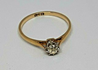Womens 18ct Gold Vintage Solitaire Diamond Engagement Ring 0.  30ct Size Q 1/2