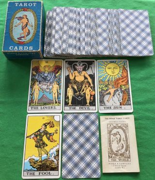 Rare Old 1972 Vintage Blue Box Deck Rider Waite Tarot Cards Fortune Telling