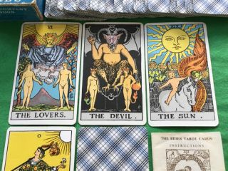 RARE Old 1972 Vintage Blue Box Deck RIDER WAITE TAROT CARDS Fortune Telling 3