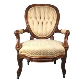 Antique Vtg French Provincial Louis Xv Hand Carved Wood Bergere Armchair Oval