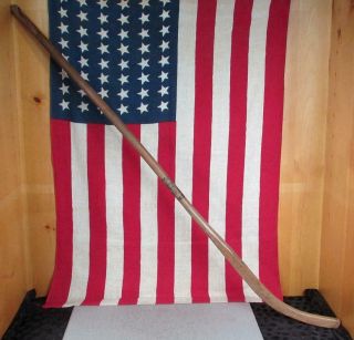 Vintage Handcrafted Wood Ice Hockey Pond Stick Antique Amish Turn Of The Century