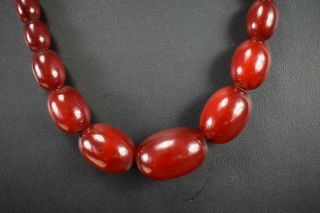 French Vintage Art Deco Red Cherry Amber Bakelite Necklace,  41,  6g Cherry Amber B 2