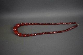 French Vintage Art Deco Red Cherry Amber Bakelite Necklace,  41,  6g Cherry Amber B 3
