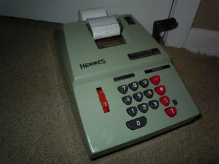 Vintage Hermes Precisa Model 109 - 7 Mechanical Calculator Adding Machine Antique