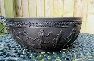Vintage Wedgwood Fine Black Basalt Large Bowl With The " Dancing Hours "