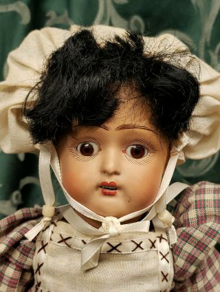16” Antique Russian Terra Cotta Bisque Head & Compo Body Doll Russia Ussr