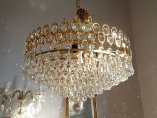 fabulous vintage 8 tier waterfall lead crystal chandelier 3