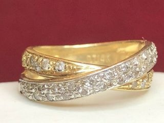 Vintage Estate 14k Gold Natural Diamond Ring Band Anniversary Braided Signed