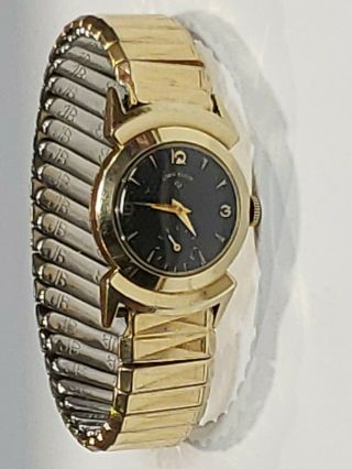Vintage Lord Elgin Black Knight Wrist Watch 14k Gold Filled