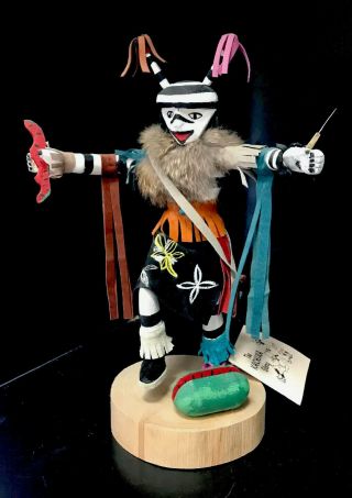 Vintage - Navajo Koshari Clown Kachina Doll - 12” Tall - Signed