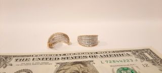 14k Gold And Diamond Earrings.  Over 125 Diamonds 8 Grams,  Vintage.  Not Scrap.